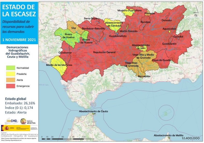 Mapa de la escasez por unidades territoriales