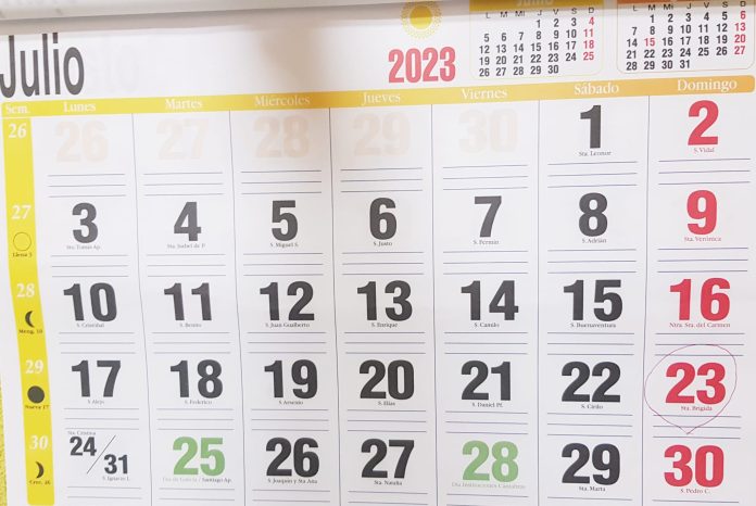 Calendario: julio 2023