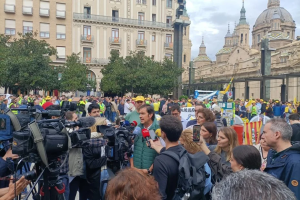 El secretario general de ASAJA Aragón, Ramón Solanilla, en la concentración de Zaragoza // Imagen: Asaja Nacional. 
